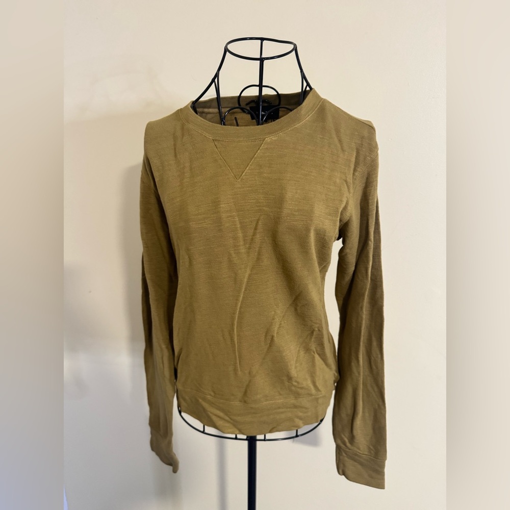 NWT Monrow Fleece Crew Pullover in Mustard Yellow Size XS